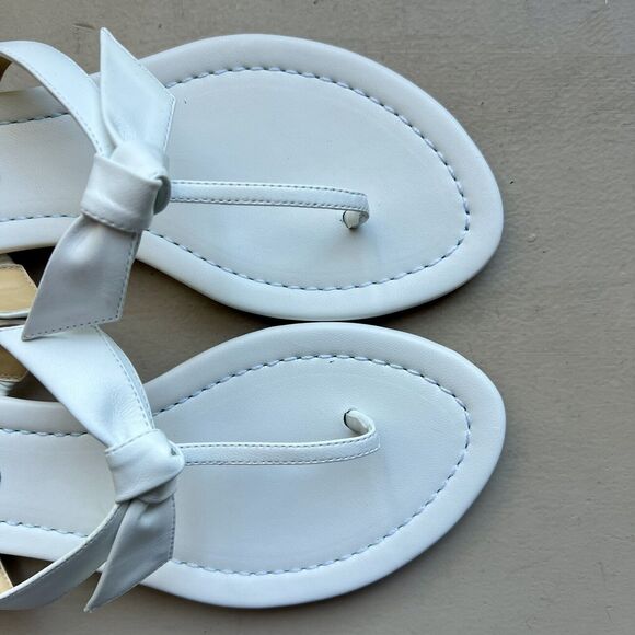 Alexandre Birman Clarita White Leather Bow Thong Sandal Shoes Women EU 37 US 6.5 - Picture 7 of 15
